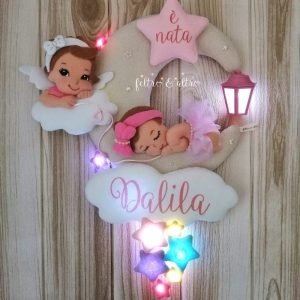 fiocco nascita luminoso bimba e angioletto