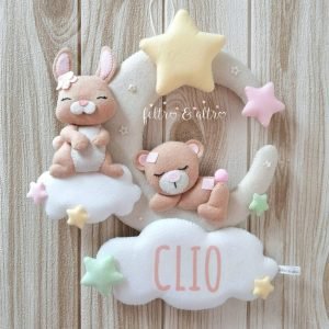 Fiocco nascita coniglietto ed orsetto