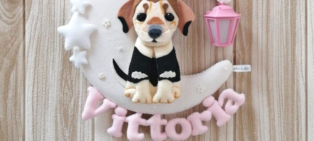 Fiocco nascita con animaletto di famiglia 3 fiocco nascita femminuccia con cagnolino