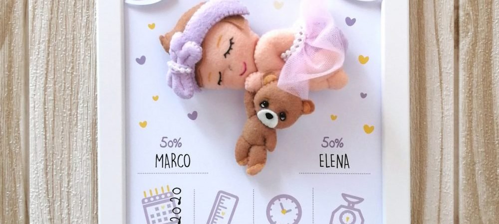 Quadretto nascita con bimba e orsetto 3 quadretto nascita bimba e orsetto