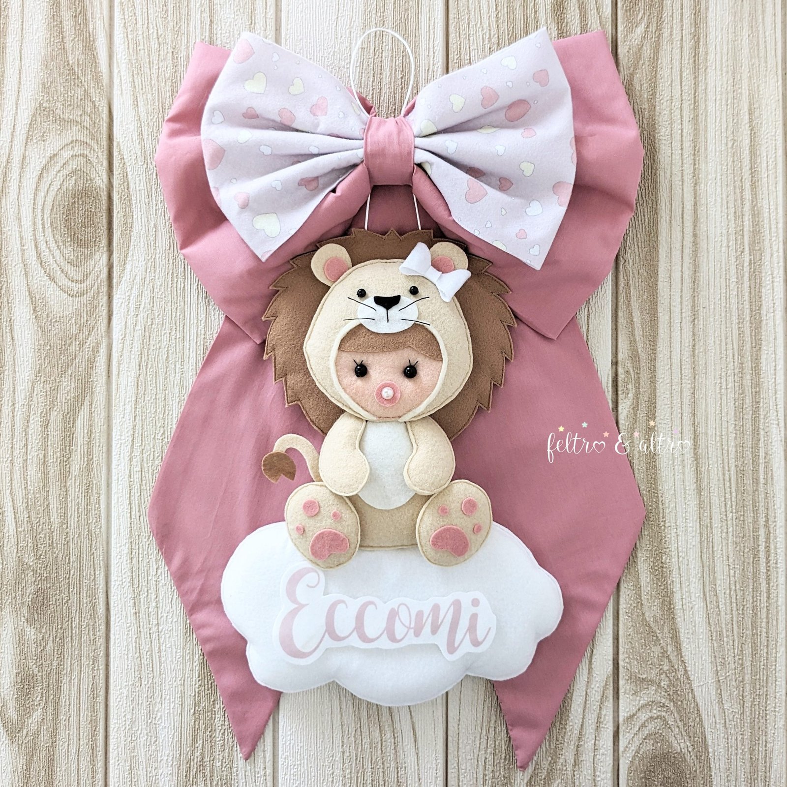 Fiocchi nascita in cotone con bimbo leoncino 7 Fiocco nascita in cotone