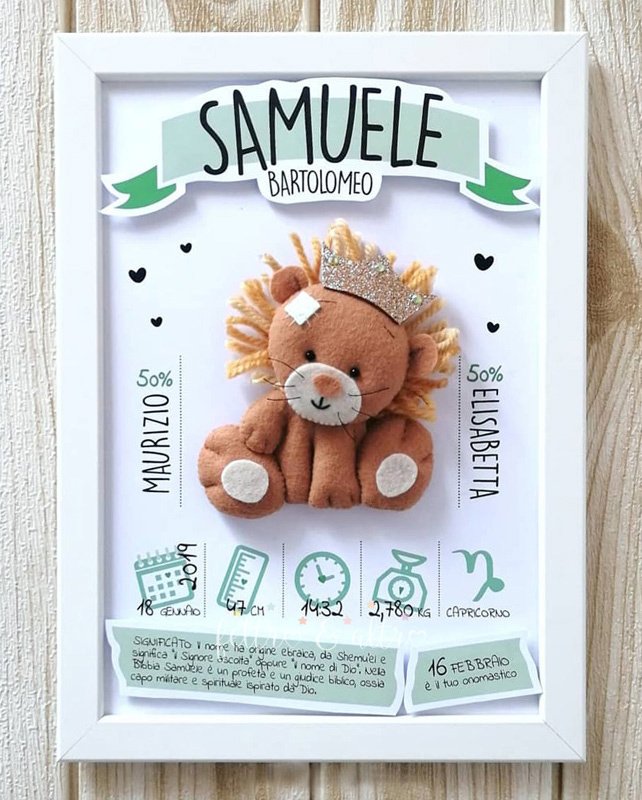 regalo personalizzato neonato quadretto nascita re leone