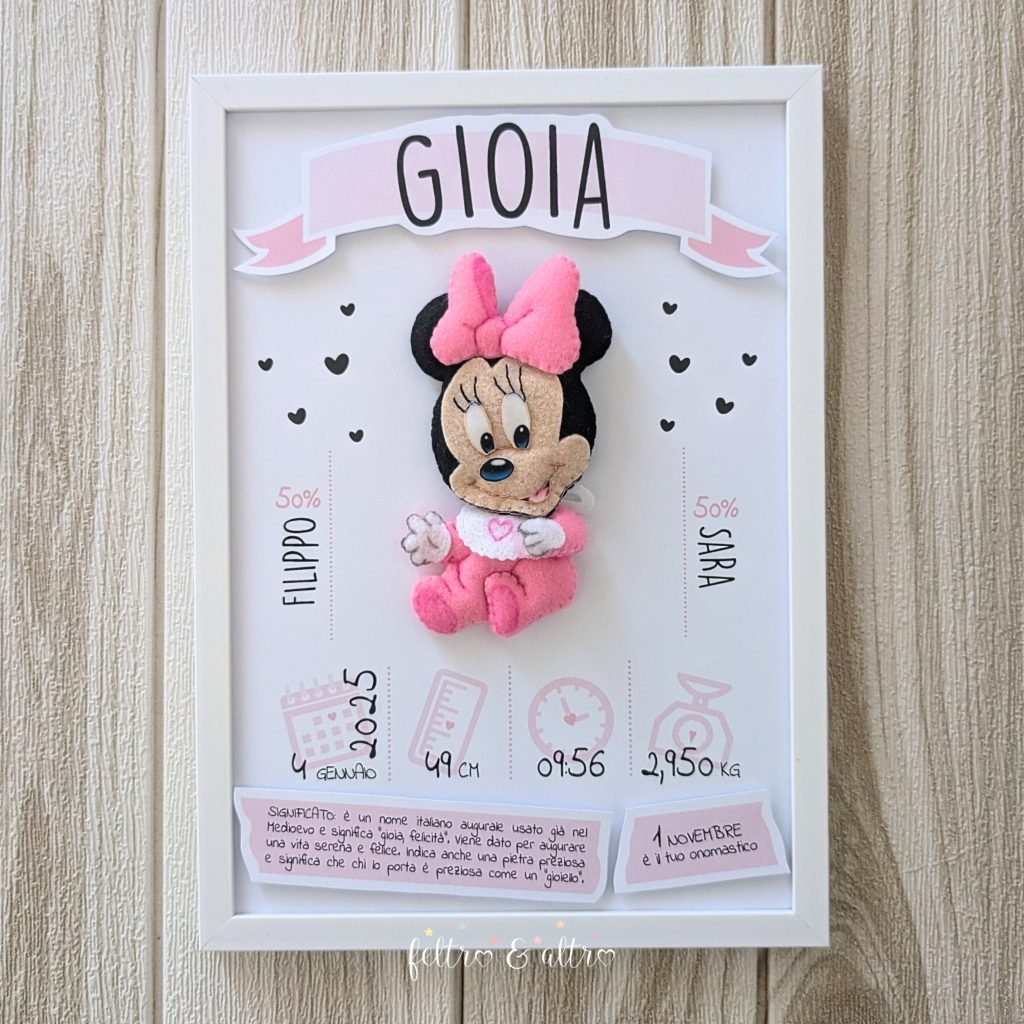 Quadretto nascita con baby Minnie