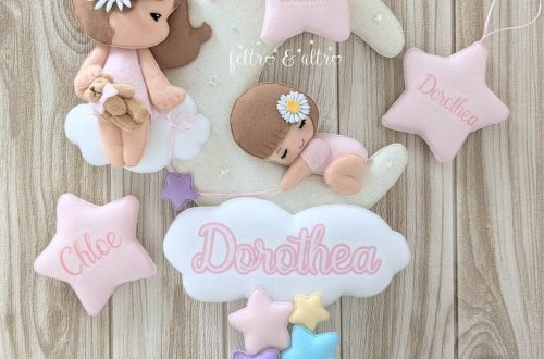 Fiocco nascita bimba fatto a mano delicato con sorella maggiore
