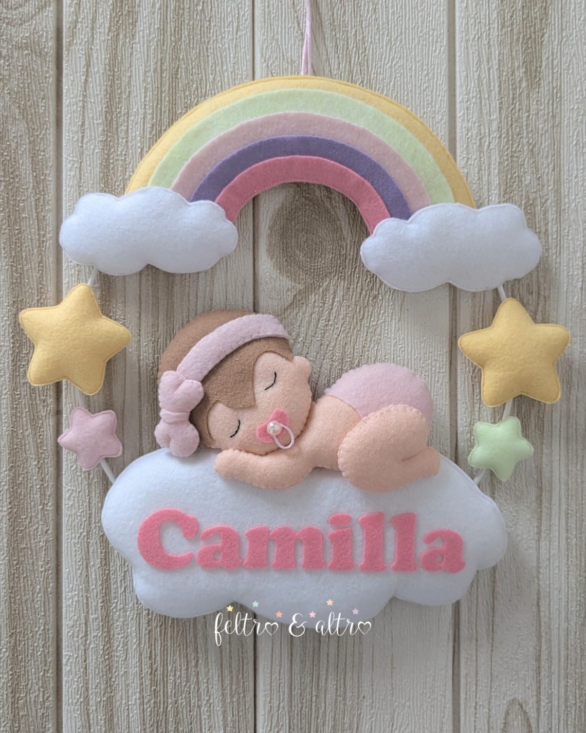 Ghirlanda nascita bimba e arcobaleno