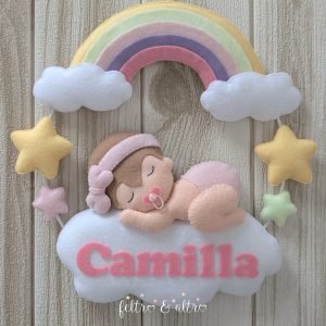 Ghirlanda nascita dolce bimba che dorme 9 Ghirlanda nascita bimba e arcobaleno