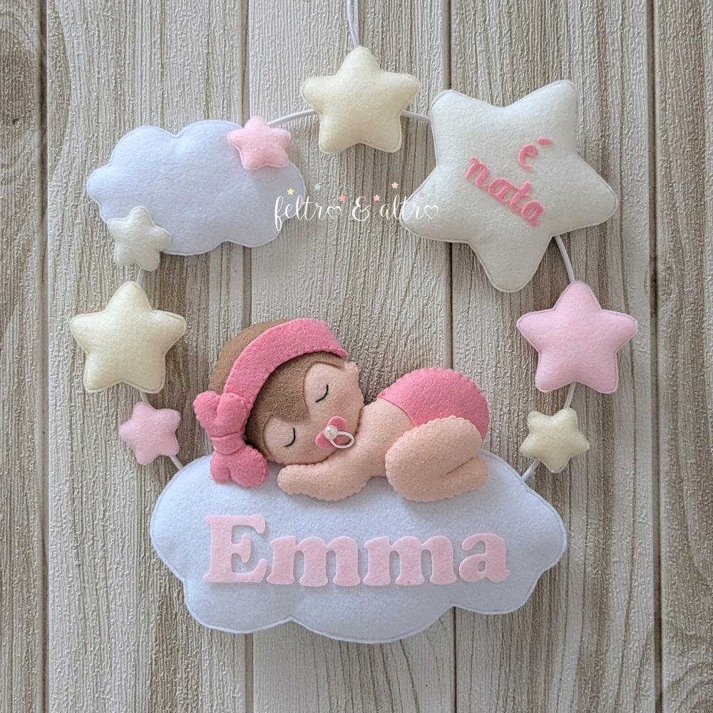 Ghirlanda nascita dolce bimba che dorme 4 Ghirlanda femminuccia con stelle