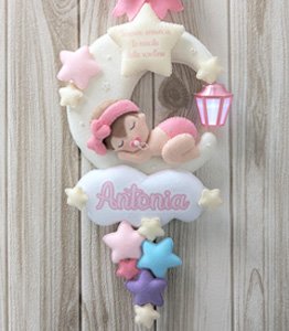 Fiocchi nascita fatti a mano e regali nascita personalizzati 16 1 - Fiocco nascita bimba fatto a mano, linea DELUXE - modello Magica Lanterna