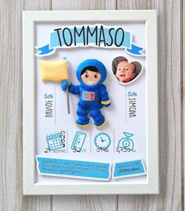 Fiocchi nascita fatti a mano e regali nascita personalizzati 26 12 - Quadretto nascita personalizzato con astronauta