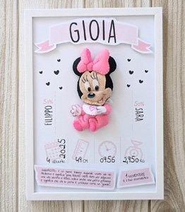 Fiocchi nascita fatti a mano e regali nascita personalizzati 18 4 - Regalo personalizzato neonato - Quadretto nascita della linea EXTRA - Stelle delle fiabe, con baby Minnie