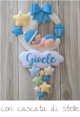 fiocco nascita deluxe lanterna bimbo luna nuvola cascata stelle