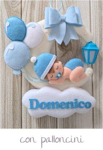 fiocco nascita deluxe lanterna bimbo luna nuvola palloncini