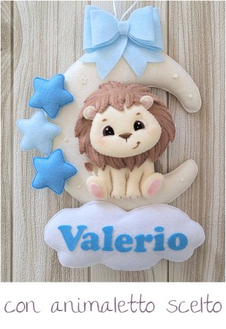 Fiocchi nascita fatti a mano - linea Deluxe - modello Teneri animaletti 8 fiocco nascita deluxe teneri animaletti luna nuvola animale scelto
