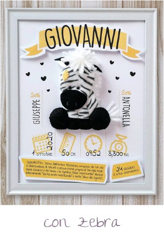 Regali nascita personalizzati - linea Quadretti Extra - modello Soffici amici 17 Logo 10