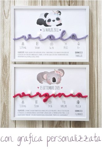 quadretto nascita nome tricotin easy grafica personalizzata