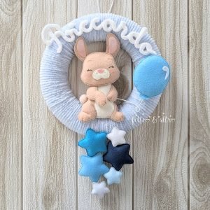 Ghirlanda nascita morbida con coniglietto e palloncino 36 Ghirlanda nascita con coniglietto e palloncino