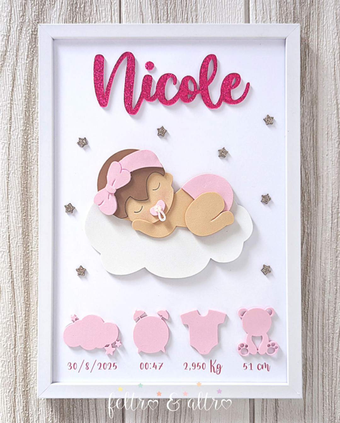 Regalo personalizzato neonato - quadretto nascita