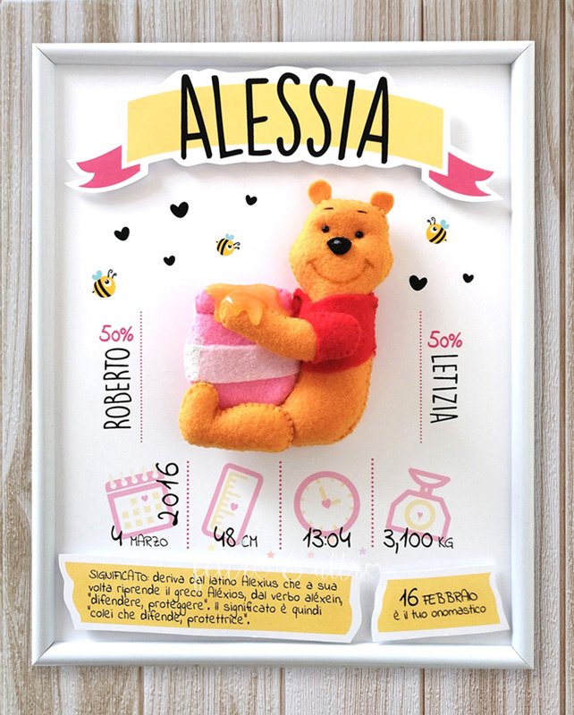 quadretto nascita Winnie the Pooh